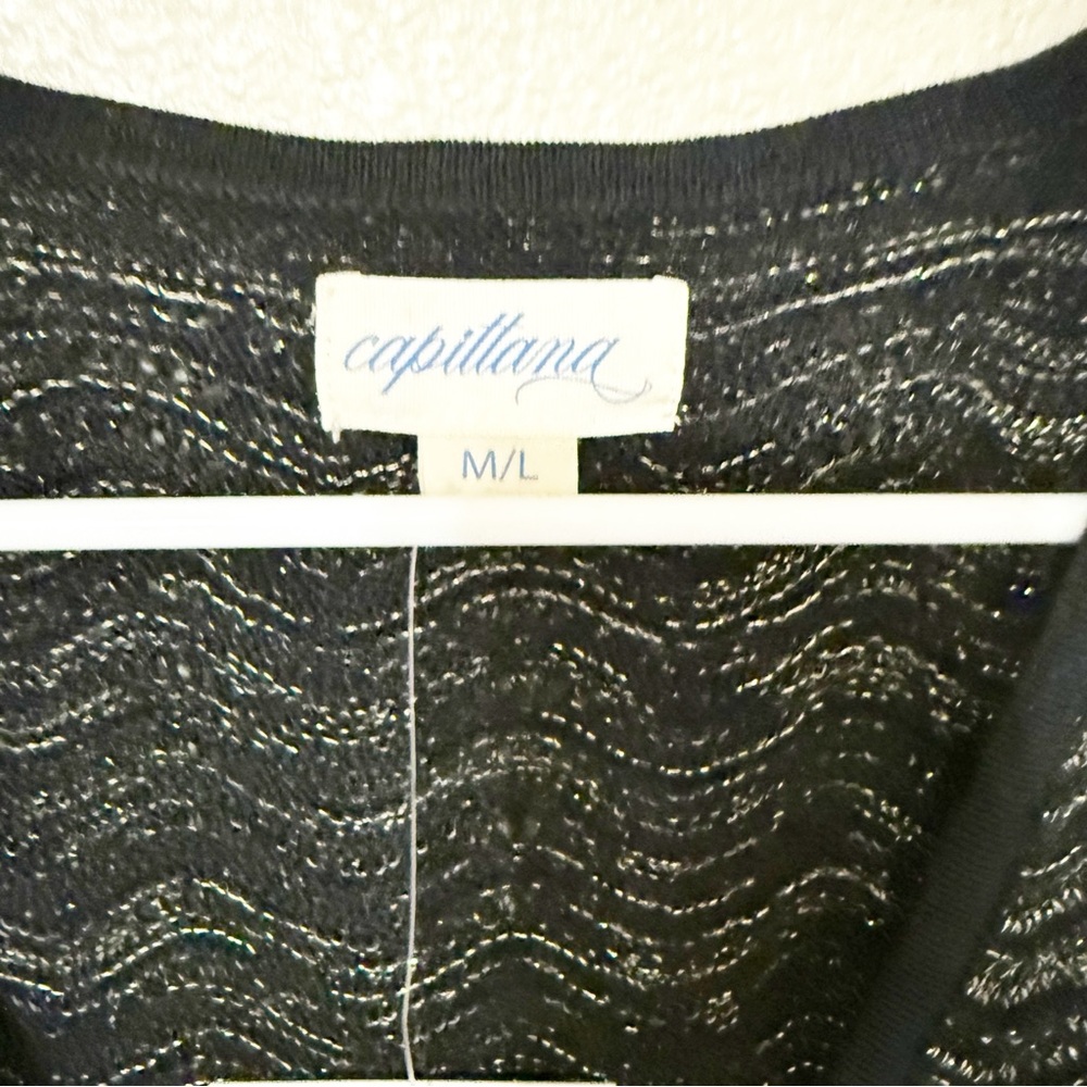 NWT Capittana Ella Mini Star Black Metallic Gold Black Coverup Dress Size M/L - Picture 6 of 10